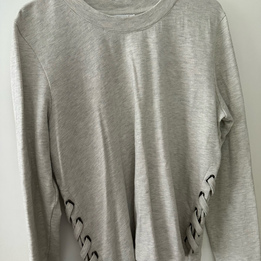 Skinnygirl Light Gray Long Sleeve Top with Lace Detail
